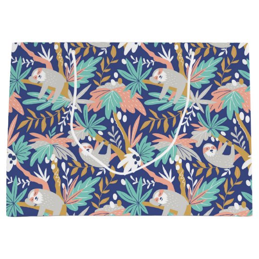 Tropisches blaues Trägheits-Muster Große Geschenktüte (Vorderseite)