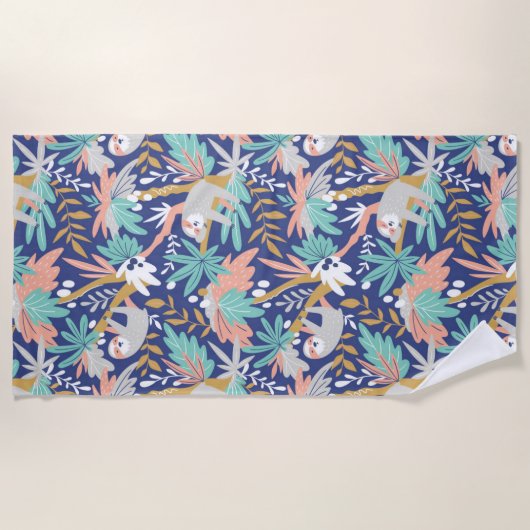 Tropisches blaues Trägheits-Muster Strandtuch (Vorderseite)