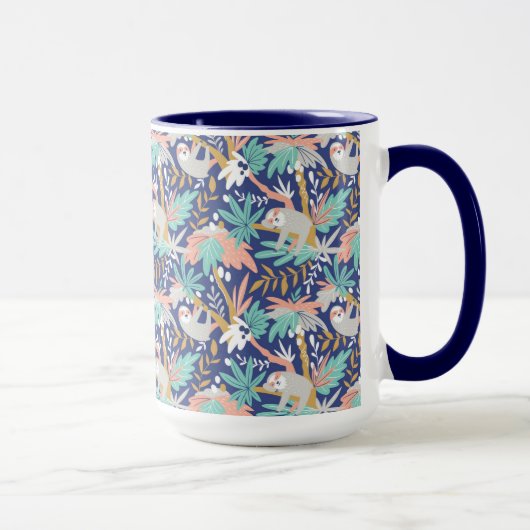 Tropisches blaues Trägheits-Muster Tasse (Rechts)