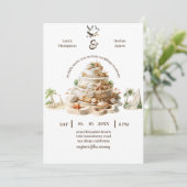Tropisches Bliss | Personalisierter Hochzeitstorte Einladung (Stehend Vorderseite)