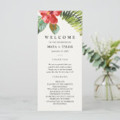 Tropisches Blumen-Grün-Hochzeitsprogramm (Stehend Vorderseite)