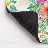 Tropisches Blumen-Leoparden-Druckmuster Mousepad (Ecke)