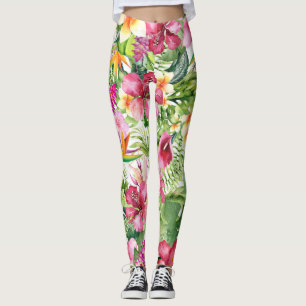 Tropisches Blumen-u. Blätter-hawaiisches Blumen Leggings