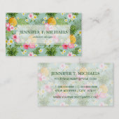 Tropisches Blumen-u. der Ananas-| Monogramm Visitenkarte (Vorne/Hinten)