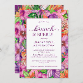 Tropisches Blumenbrunch Bubbly Brautparty Einladung