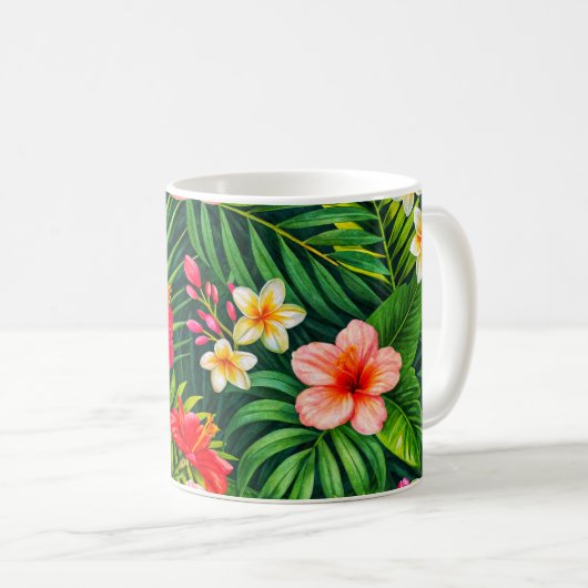 Tropisches Blumengeschenk - farbenfroher Hibiskus Kaffeetasse (VorderseiteRechts)