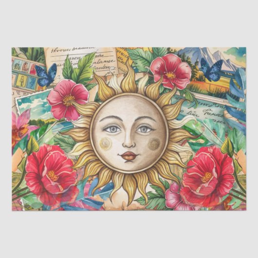Tropisches Blumengesicht-Decoupage Seidenpapier (Vorderseite)
