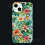 Tropisches Blumenhandy Case-Mate iPhone 14 Hülle<br><div class="desc">Das Design umfasst üppige Blätter aus grüner Palme und gewagte,  farbenfrohe Blume in den Farbtönen Rot,  Orange,  Gelb und Rosa,  Set vor einem erfrischenden türkisfarbenen Hintergrund.</div>