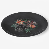 Tropisches Blumenkull Halloween Pappteller (Schrägansicht)