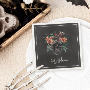 Tropisches Blumenkull Halloween Serviette