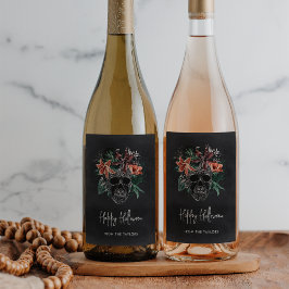 Tropisches Blumenkull Halloween Weinetikett