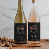 Tropisches Blumenkull Halloween Weinetikett