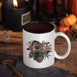 Tropisches Blumenkull Halloween Zweifarbige Tasse