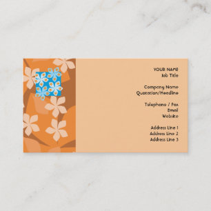Tropisches Blumenmuster. Blau und Orange Visitenkarte