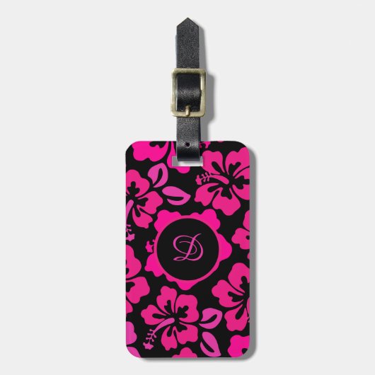 tropisches Blumenmuster des modernen Hibiskus aus  Gepäckanhänger (Vorderseite vertikal)