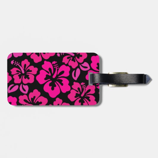 tropisches Blumenmuster des modernen Hibiskus aus  Gepäckanhänger (Rückseite horizontal)