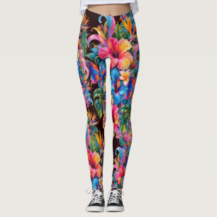 Tropisches Blumenmuster-Hibiskus-Frauenleggings Leggings