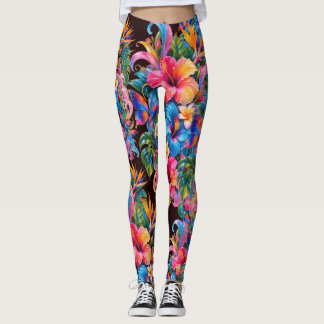 Tropisches Blumenmuster-Hibiskus-Frauenleggings Leggings