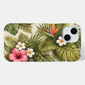 Tropisches Blumenmuster – Hibiskus, Monstera Case-Mate iPhone Hülle (Rückseite (Horizontal))