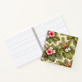 Tropisches Blumenmuster – Hibiskus, Monstera Notizblock