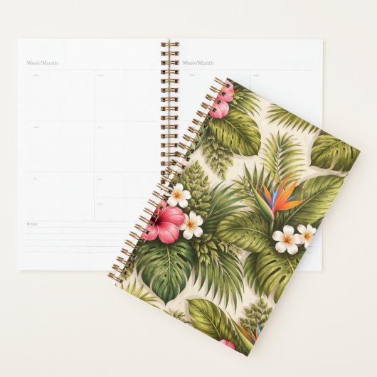 Tropisches Blumenmuster – Hibiskus, Monstera Planer (Anzeige)