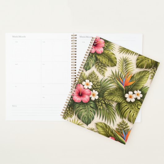 Tropisches Blumenmuster – Hibiskus, Monstera  Planer (Anzeige)