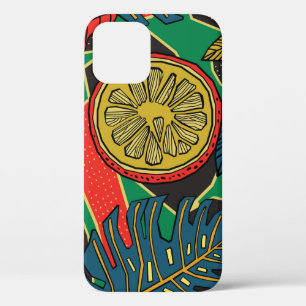 Tropisches Blumenmuster im Doodle-Stil mit Früchte Case-Mate iPhone Hülle