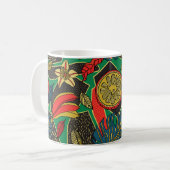 Tropisches Blumenmuster im Doodle-Stil mit Früchte Kaffeetasse (Vorderseite Links)