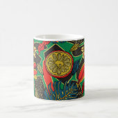 Tropisches Blumenmuster im Doodle-Stil mit Früchte Kaffeetasse (Mittel)