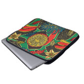 Tropisches Blumenmuster im Doodle-Stil mit Früchte Laptopschutzhülle (Vorne Knopf)