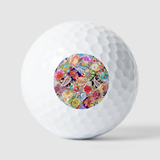 Tropisches Blumenmuster, lebhafte Farben. Golfball (Vorderseite)