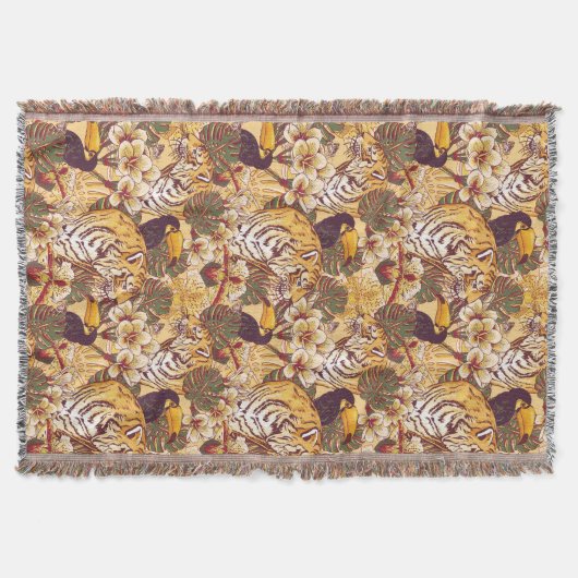 Tropisches Blumenmuster mit Tiger Decke (Vorderseite)