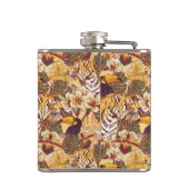 Tropisches Blumenmuster mit Tiger Flachmann (Rückseite)