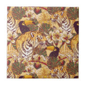 Tropisches Blumenmuster mit Tiger Fliese (Vorderseite)