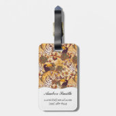 Tropisches Blumenmuster mit Tiger Gepäckanhänger (Rückseite vertikal)