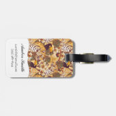 Tropisches Blumenmuster mit Tiger Gepäckanhänger (Rückseite horizontal)