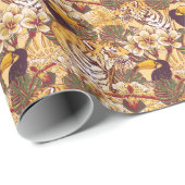 Tropisches Blumenmuster mit Tiger Geschenkpapier (Rolleneckpunkt)