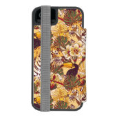 Tropisches Blumenmuster mit Tiger Incipio iPhone Geldbeutel-Hülle (Folio Rückseite)