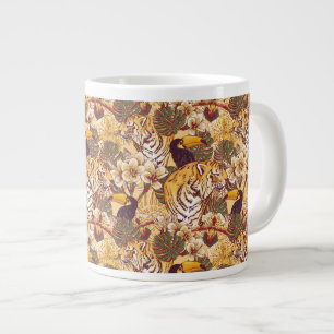 Tropisches Blumenmuster mit Tiger Jumbo-Tasse