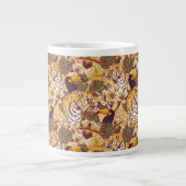 Tropisches Blumenmuster mit Tiger Jumbo-Tasse (Vorderseite)