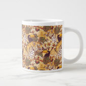 Tropisches Blumenmuster mit Tiger Jumbo-Tasse (Rechts)