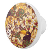 Tropisches Blumenmuster mit Tiger Keramikknauf (Rechts)