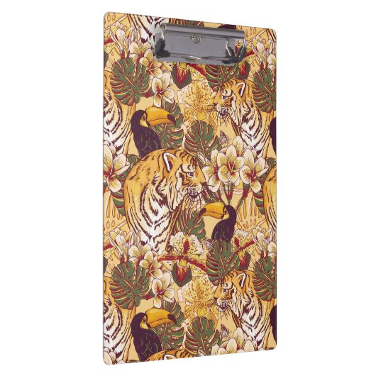 Tropisches Blumenmuster mit Tiger Klemmbrett (Rechts)