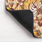 Tropisches Blumenmuster mit Tiger Mousepad (Ecke)
