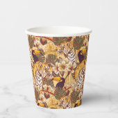 Tropisches Blumenmuster mit Tiger Pappbecher (Vorderseite)