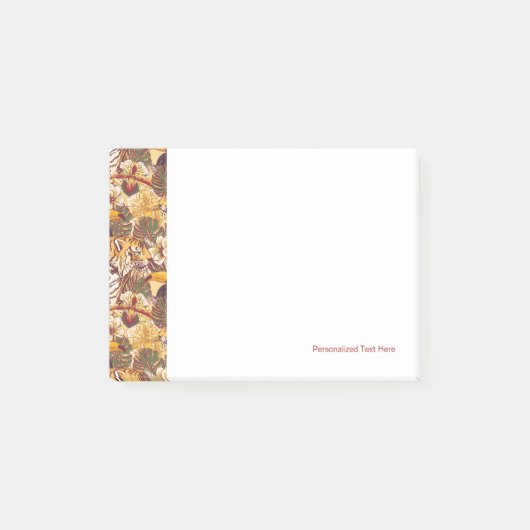 Tropisches Blumenmuster mit Tiger Post-it Klebezettel (Vorderseite)