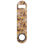 Tropisches Blumenmuster mit Tiger Speedflaschenöffner (Rückseite)