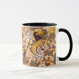 Tropisches Blumenmuster mit Tiger Tasse