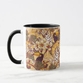 Tropisches Blumenmuster mit Tiger Tasse (Links)