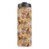 Tropisches Blumenmuster mit Tiger Thermosbecher (Vorderseite)